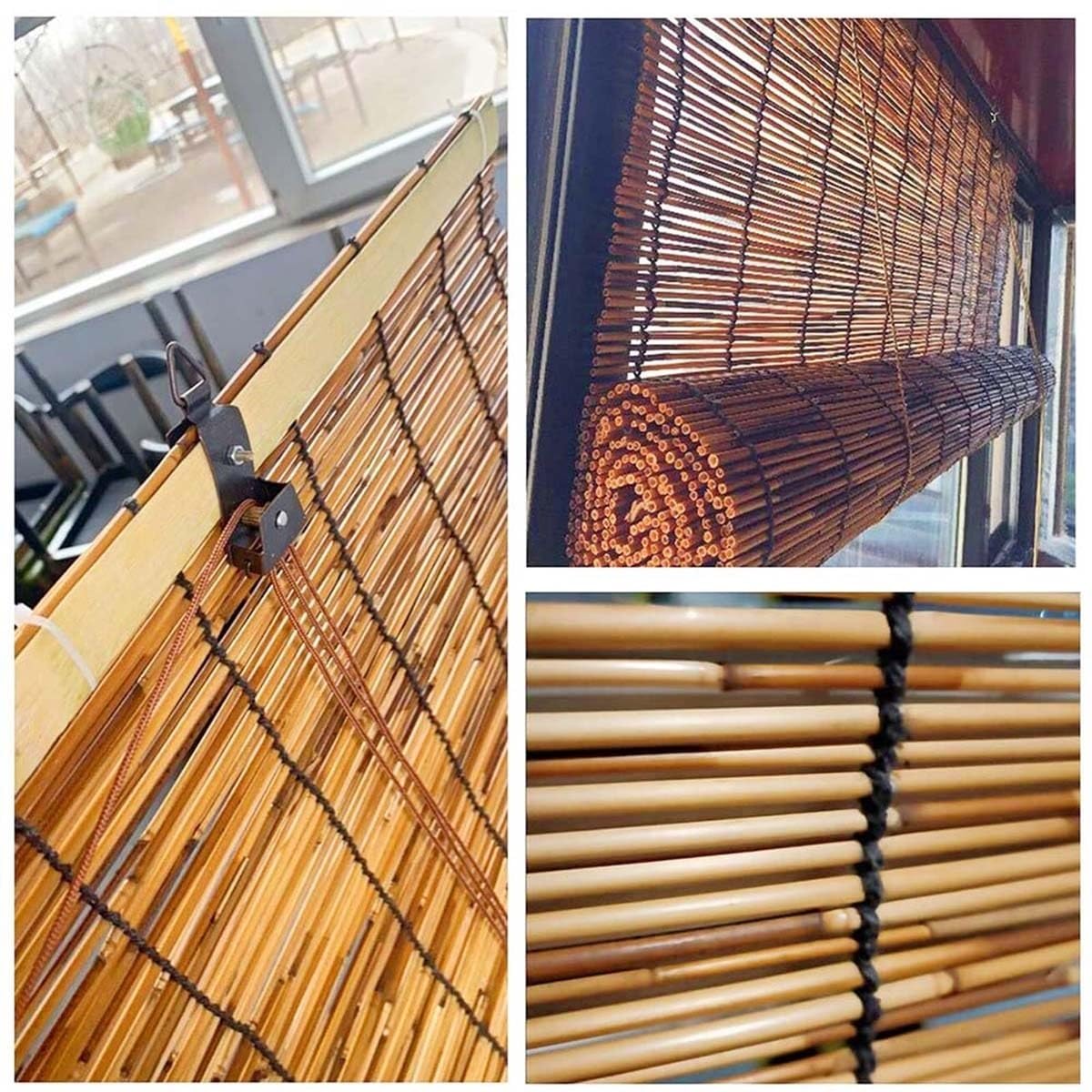 Tende Veneziane per Esterni Tapparella Bamboo da Esterno Tende a Rullo in bambù Privacy 65 80 90 100 120 130 140 150 160 170 180cm Cortina di Canna Impermeabili