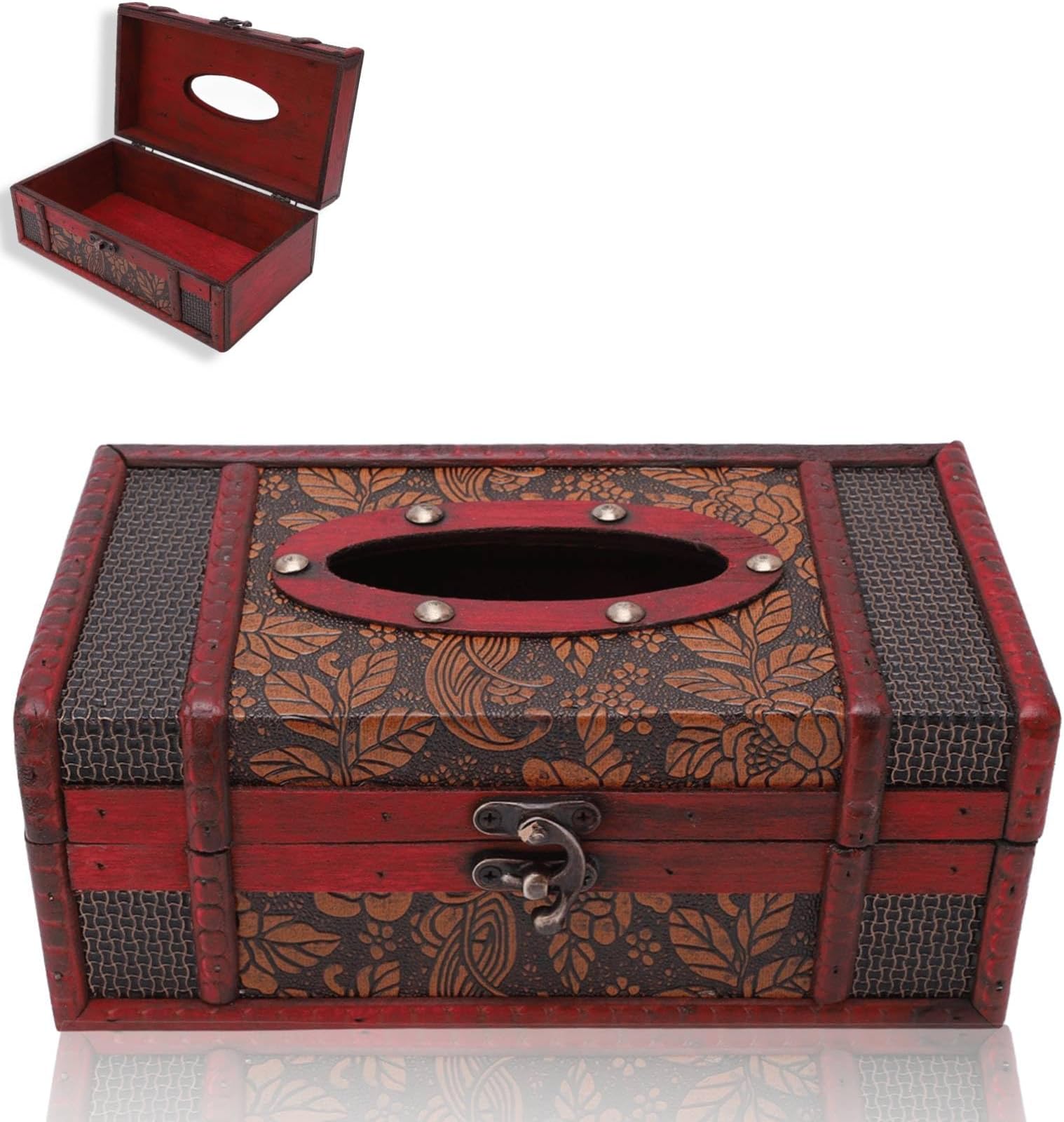 Wooden Antique Book Tissue Holder Dispenser,Rectangular Tissue Paper Holder Box,8.66x4.72x3.54in Napkin Holder Decorative Tissue Box Cover Napkin Paper Holder Box Cover for Living Room