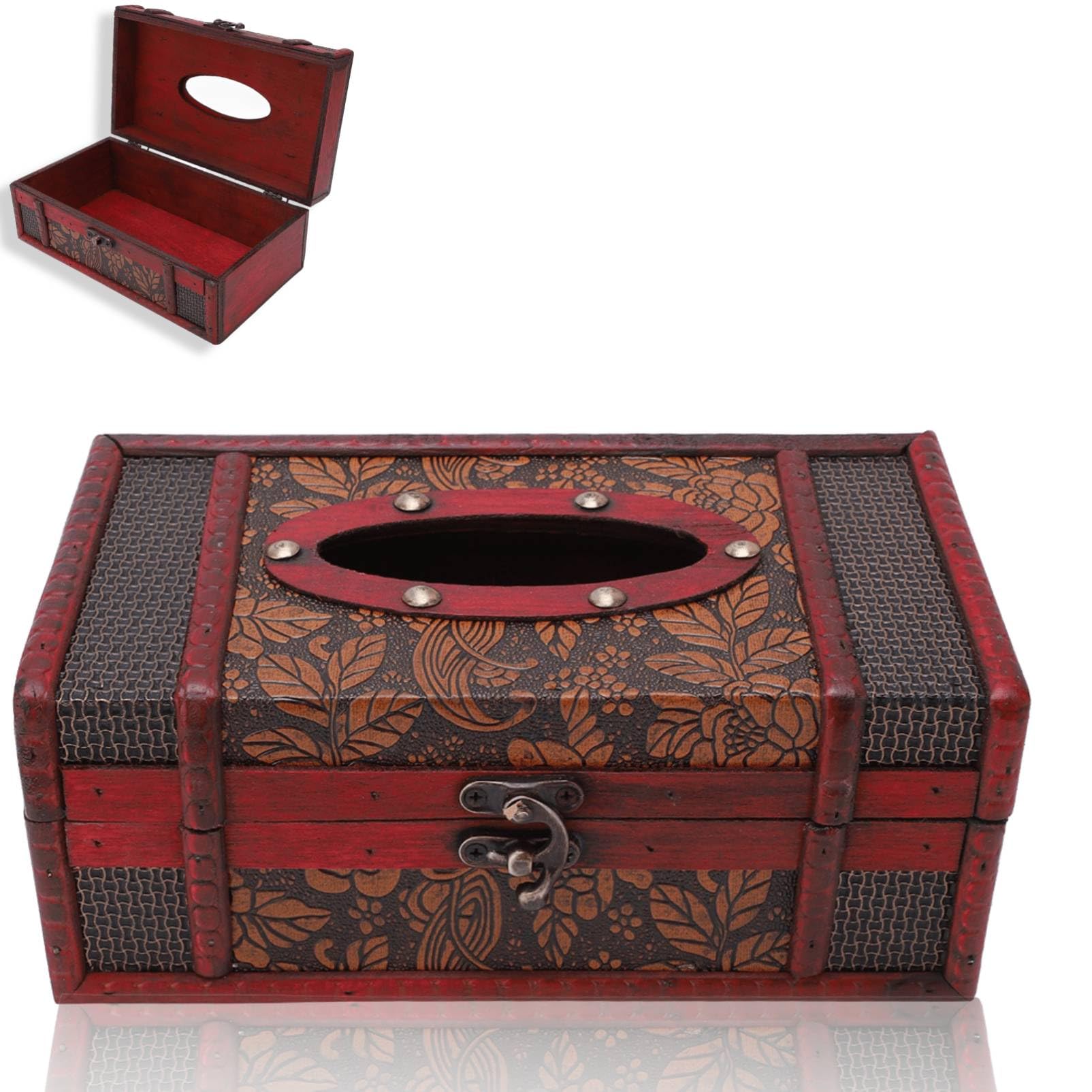 Wooden Antique Book Tissue Holder Dispenser,Rectangular Tissue Paper Holder Box,8.66x4.72x3.54in Napkin Holder Decorative Tissue Box Cover Napkin Paper Holder Box Cover for Living Room