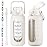 kytffu 64oz Glass Water Bottles with Straw, Half Gallon Motivational Glass Bottle with Silicone Sleeve and Time Marker, 2L Leakproof Large Glass Water Jug for Gym Home Office,White