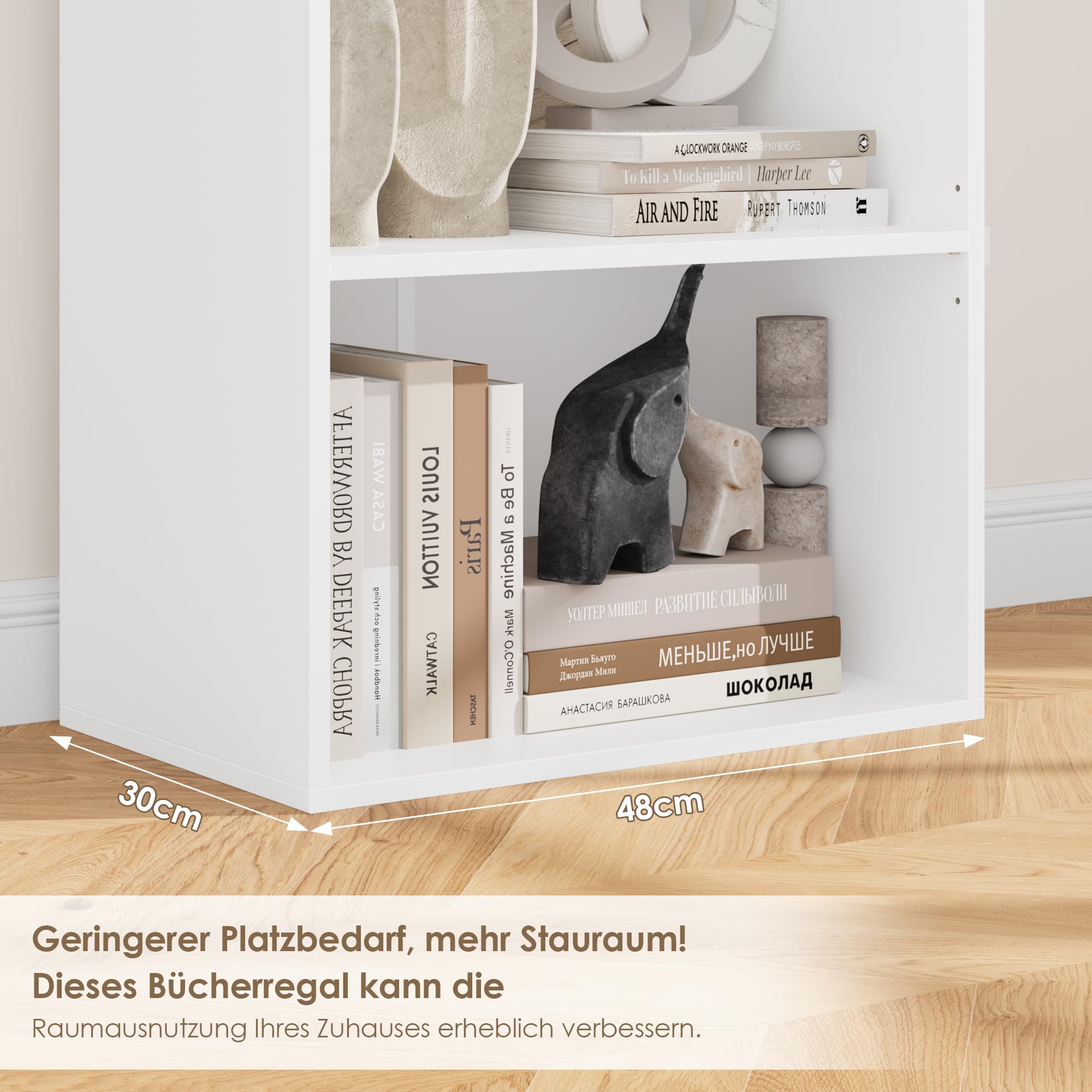 FirFurd 190,5 cm Bücherregal, Regal mit 6 Fächern, Bücherschrank, Kallax Regal, Würfelregal, Standregal, Aufbewahrungsregal, für Wohnzimmer Büro Schlafzimmer, 48x30x 190,5cm, weiß