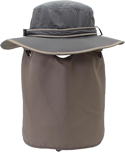 Miniatura 57 de Home Prefer Sombrero para sol para el aire libre con protección UV, secado rápido, unisex con solapa para proteger el cuello Gris cenizo