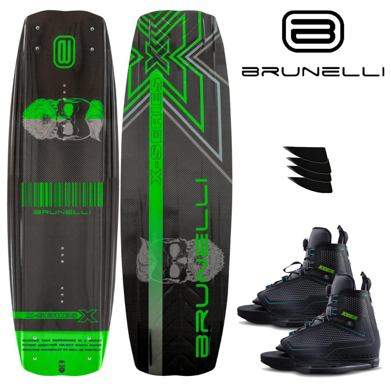 BRUNELLI Juego de wakeboard carbono 138 cm fijación Jobe Maze