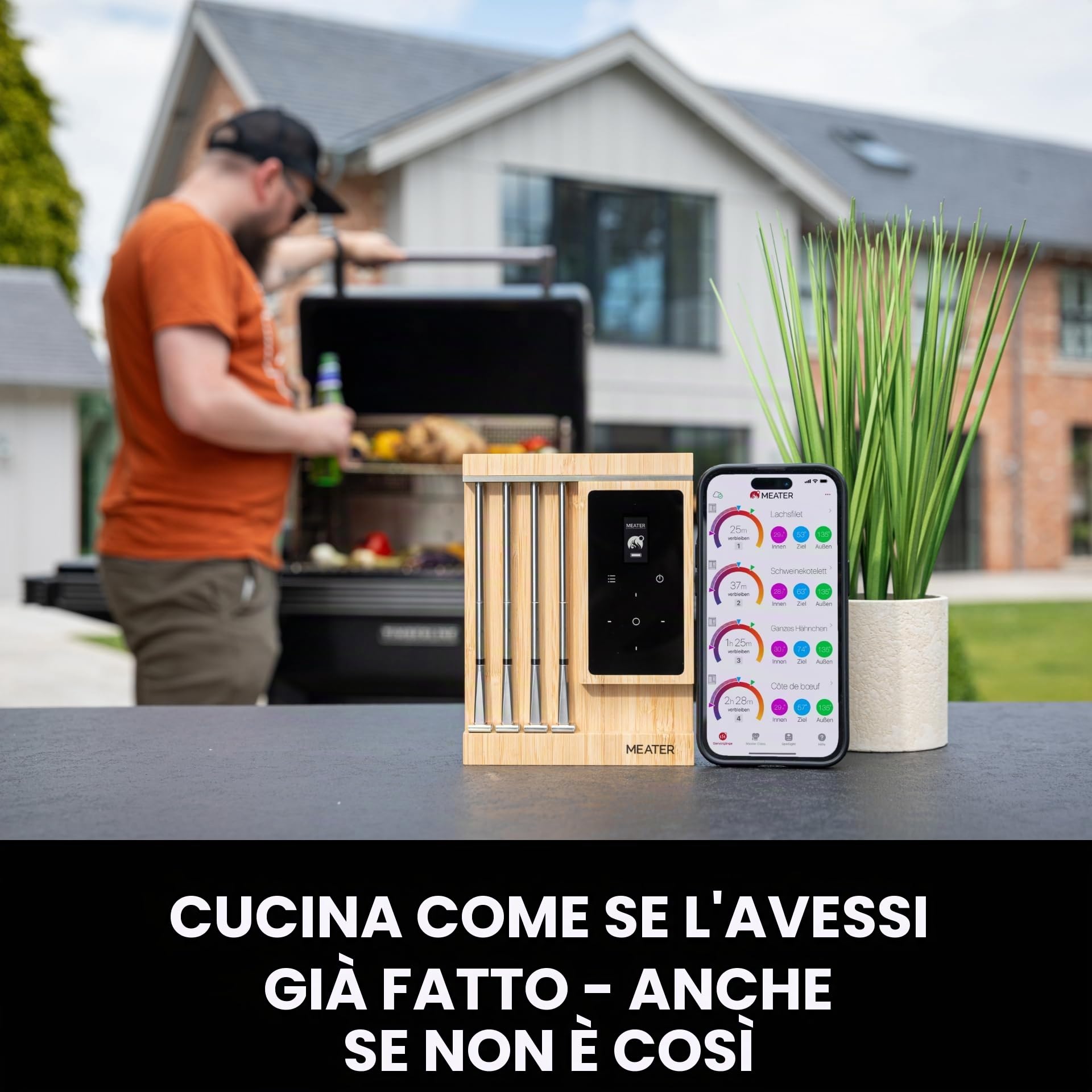 MEATER Pro XL [Novità]: Il termometro per carne wireless intelligente con quattro sonde avanzate | Sensori Multisensore | BBQ, forno, barbecue, affumicatore, friggitrice ad aria calda, friggitrice