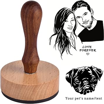 Custom Portrait Stamp Photo Face Wooden Rubber Stamp for Couples/Friends/Family/Pets