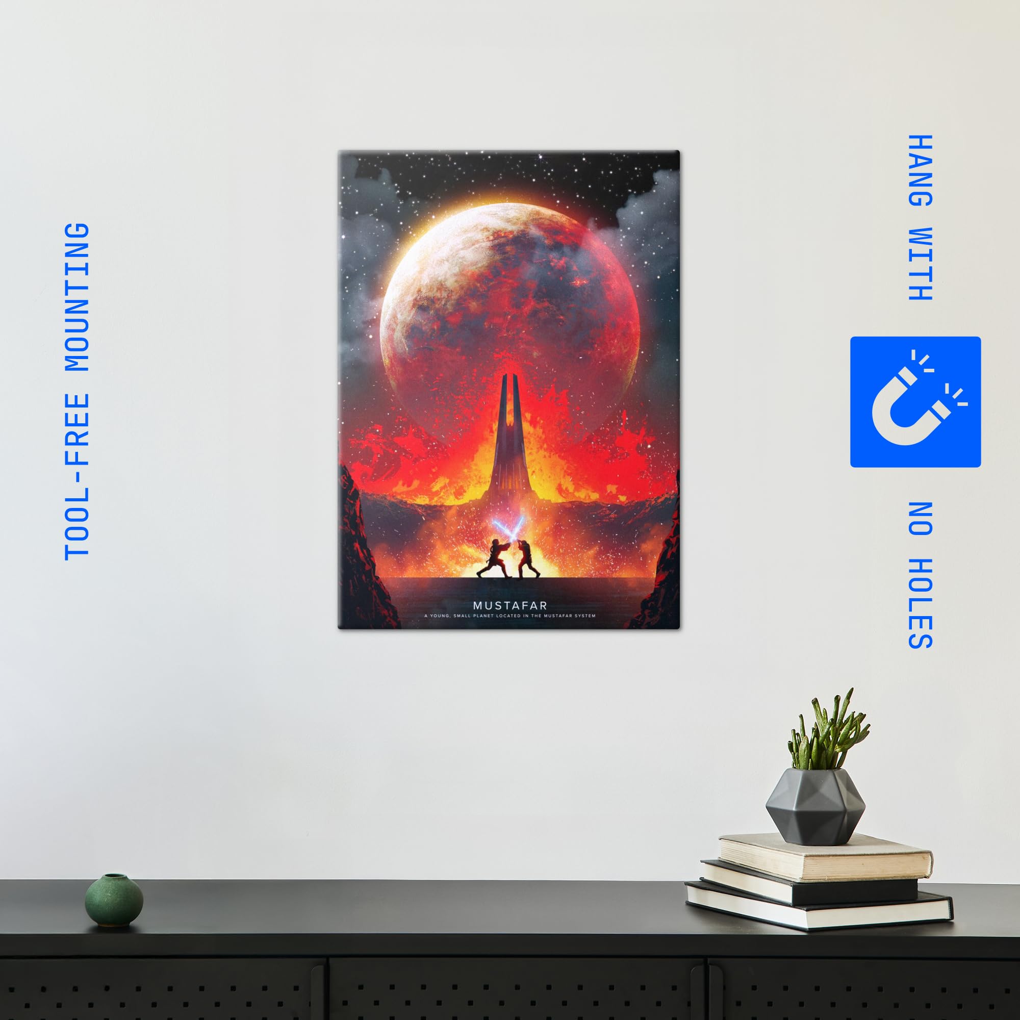 Displate Metall poster Star Wars Planets Mustafar Größe M | Bild Plakate für Schlafzimmer Dekor, Geschenke. Magnetische Befestigung Wandposter, Wanddeko. Metall Wandkunst.