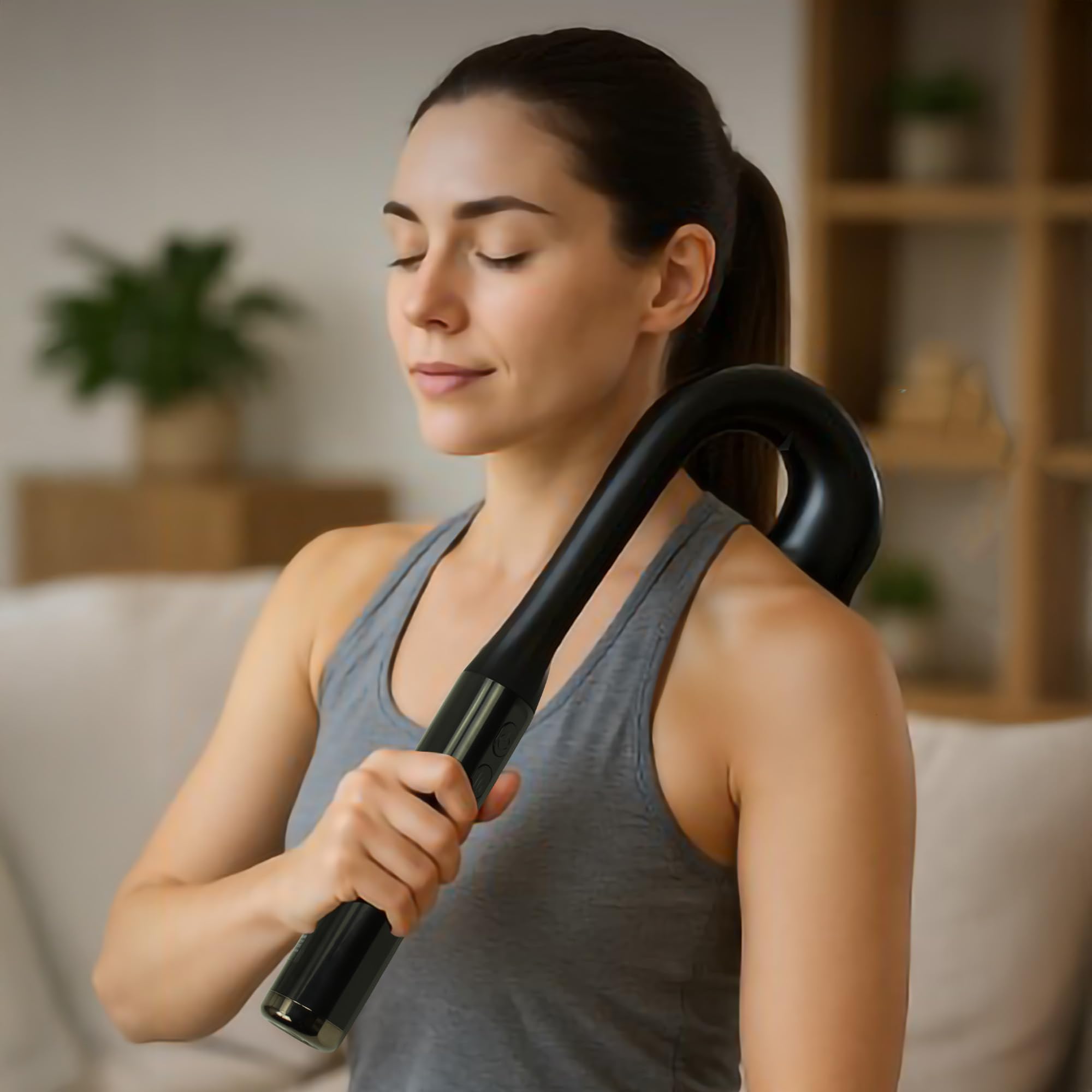 @tec U-förmiges Massagegerät mit verlängertem Griff | Massagepistole für Rücken, Schultern, Beine | 4 Aufsätze | Rückenmassagegerät | Schultermassagegerät | Nackenmassagegerät | Massagehammer