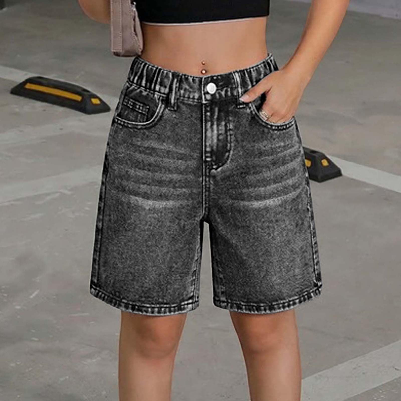 Pantalones Cortos para niñas Chica Pantalón de Mezclilla Ancho Pantalones Cortos con Falda fluida Longitud a la Rodilla Ropa Deportiva cómoda Cintura elástica Ropa para niños