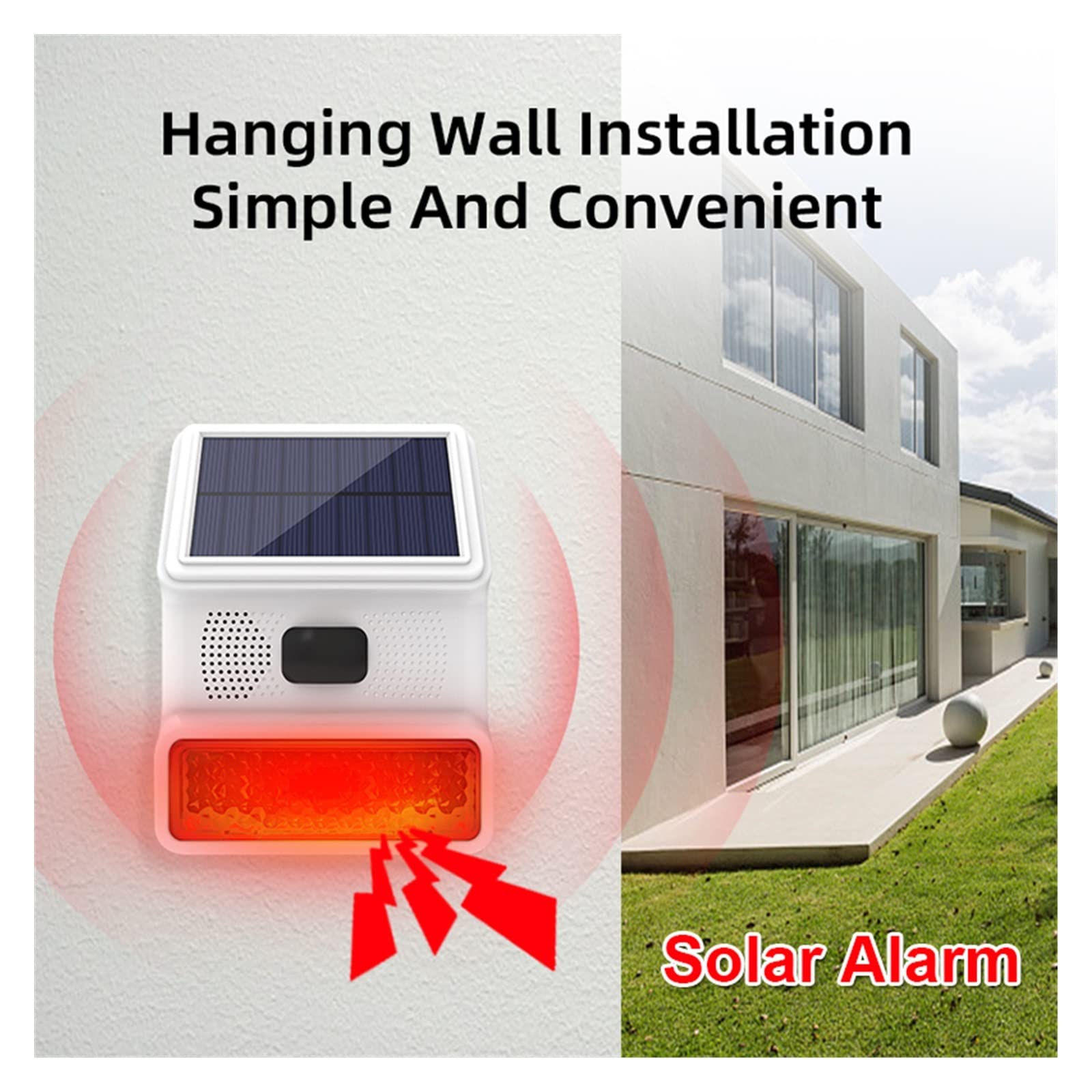 Sistema di Allarme di Sicurezza Domestica, 433MHz Wireless Light Flash Strobe Outdoor Solar Waterproof Siren for antifurto Domestico di Allarme Sicurezza Domestica(Set B)