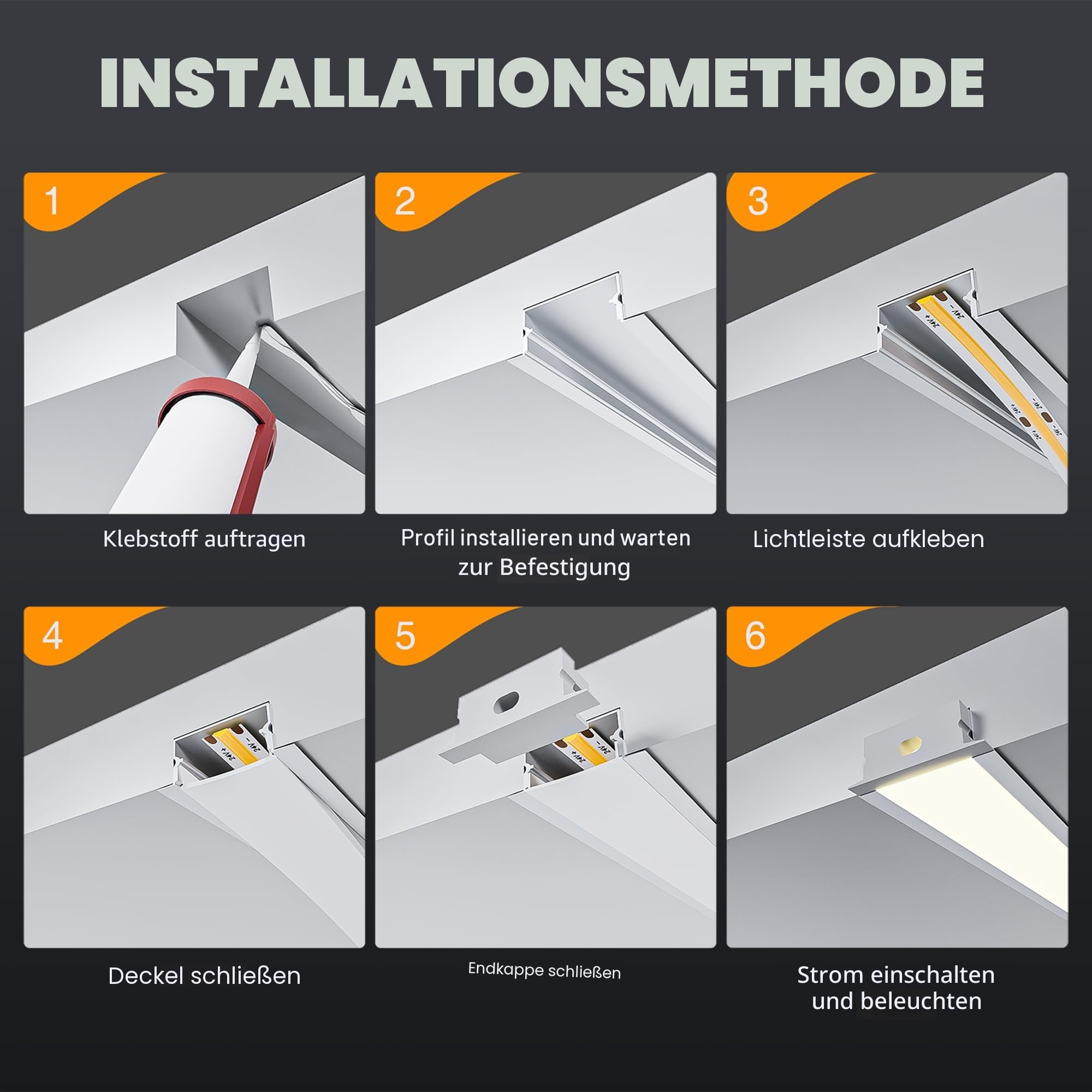 Shine Plus LED Profil U-Form 2m 5 Stück, Schiene aus eloxiertem Aluminium, kanal für Streifen bis 17mm, diffusor für gleichmäßige Lichtverteilung (5×2Meter)