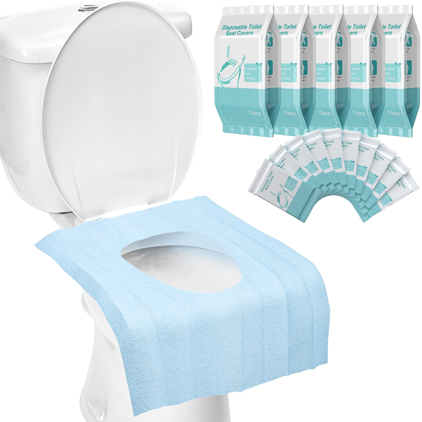 50 Pack Toilet Seat Covers Disposable Waterproof 16x24 Inch Extra