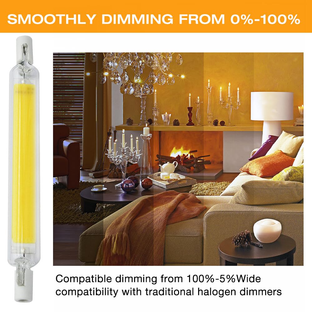 IXYHKB R7S LED Bulb 118mm, 20W Dimmable LED Lamp for Halogen Replacement 2PCS, Warm White 3000K, 2000LM - Image 4