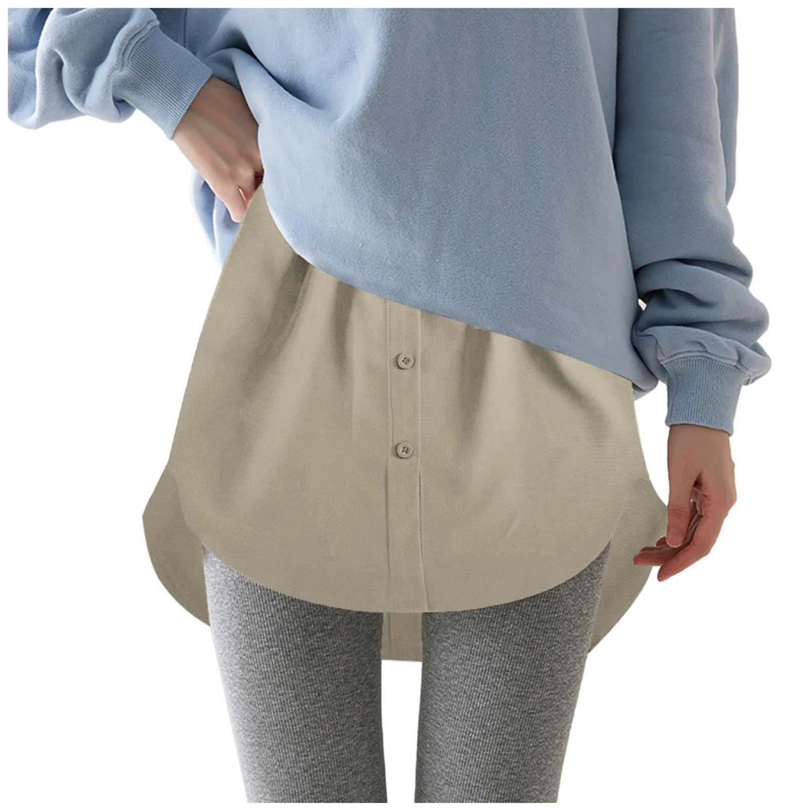 Blusenverlängerung Damen Große Größen Hemdverlängerung Layering Top mit Knöpfen,Adjustable Mini-Unterrock Fake Bluse Rock Verlängerung,Lower Skirt Shirt Extender für Pullover, Sweatshirts & Jacken