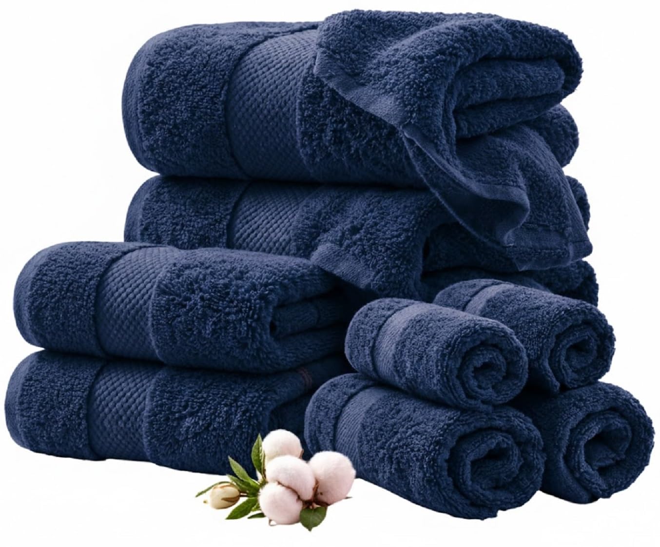 EDB Soft Towels 800-GSM Luxury Face Cloth Hand Towel 100% Egyptian Cotton Hotel & Spa Quality Bath Towels Set Large Jumbo Bath Sheet Quick Dry Towels Bale Set (Navy Blue, 6-Piece Bale Set)