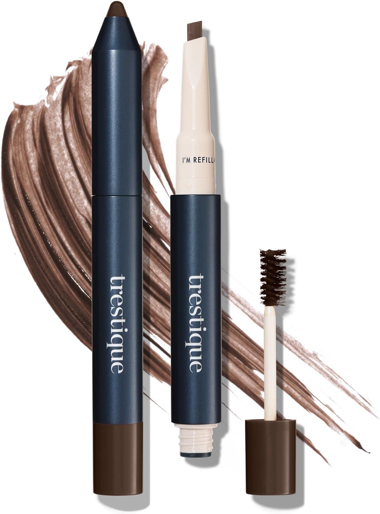 TRE'STIQUEBrow Pencil And Gel, Refillable Eye Brow Pencil With Built-In Brow Gel, Clean Beauty Eyebrow Pencil And Brow Gel, Sustainable 2-In-1 Brow Pencil And Brow Gel