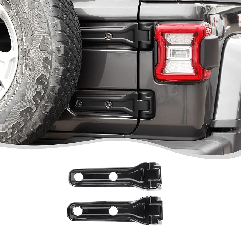 Capa da dobradiça da tampa traseira SQQP para Jeep Wrangler JL JLU – Preto fosco, 2 unidades