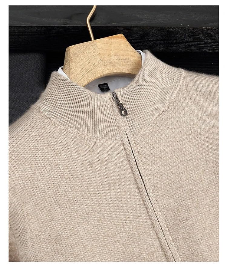 Men's O-Neck 100 Percent Cashmere Sweater Casual Business Knitted Cardigan Long Sleeved Sweater2