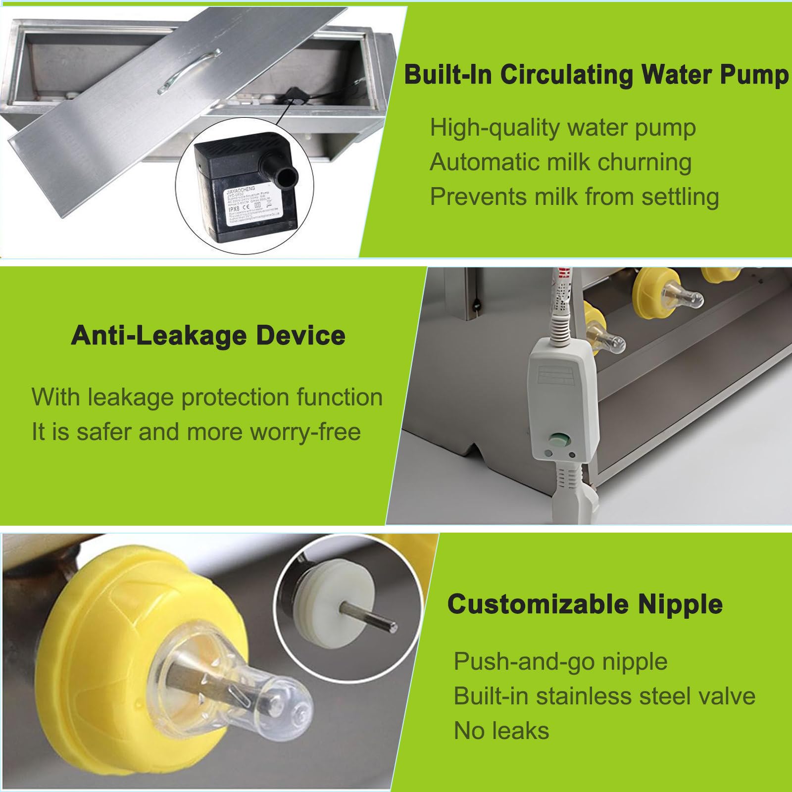 Estación De Lactancia para Lechones, Alimentador De Leche Doble Cara, Biberón De Silicona con Tetinas, Protección Apagado Automático, para La Alimentación De Lechones, Terneros 14Nipples