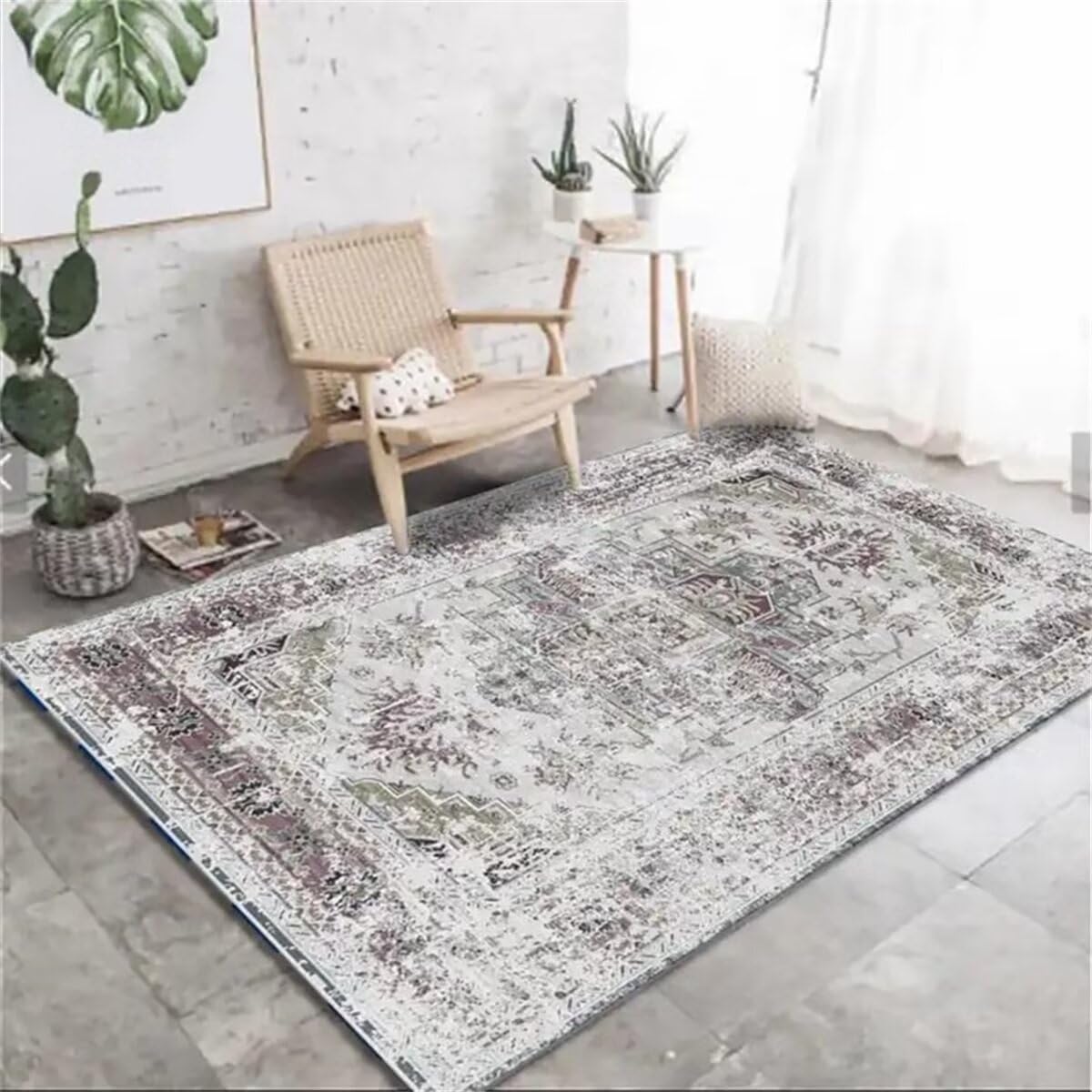 Tapis de salon gris 80x200cm lavable et doux pour balcon