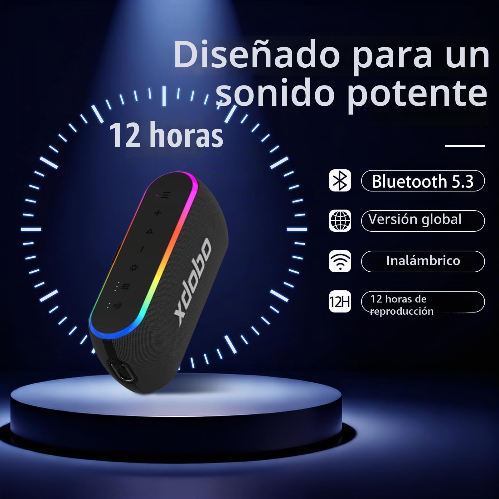 xdobo X8 III Altavoz Bluetooth portátil, 60 W con luces RGB, sonido envolvente TWS, tipo C