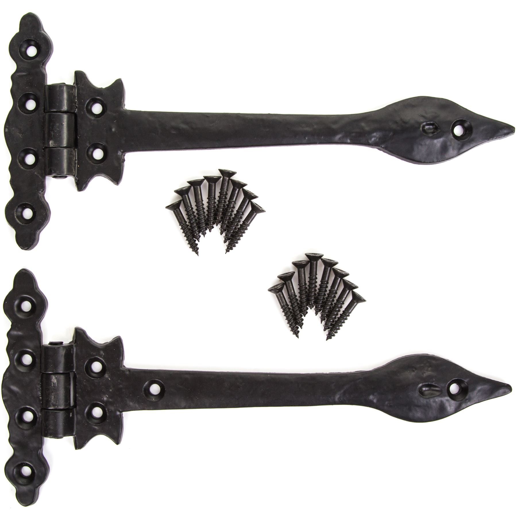 White Hinge White Pair Of Gothic Door Tee Hinges - 210Mm/8" Cast Iron Spear Hinges - Gate/Shed/Barn