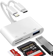 SD Card Reader for iPhone iPad, [Apple MFi Certified] 3 in 2 Lightning and USB C SD Card Adapter with SD/MicroSD/USB3.0 Slots, Micro SD Card Reader for iPhone, iPad, Samsung, Camera