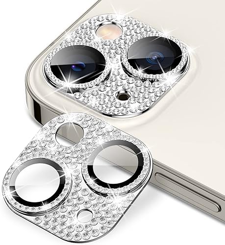 Goton Compatible con iPhone 14 Plus  14 protector de lente de cámara, cubierta de metal brillante con purpurina, accesorios de protección de