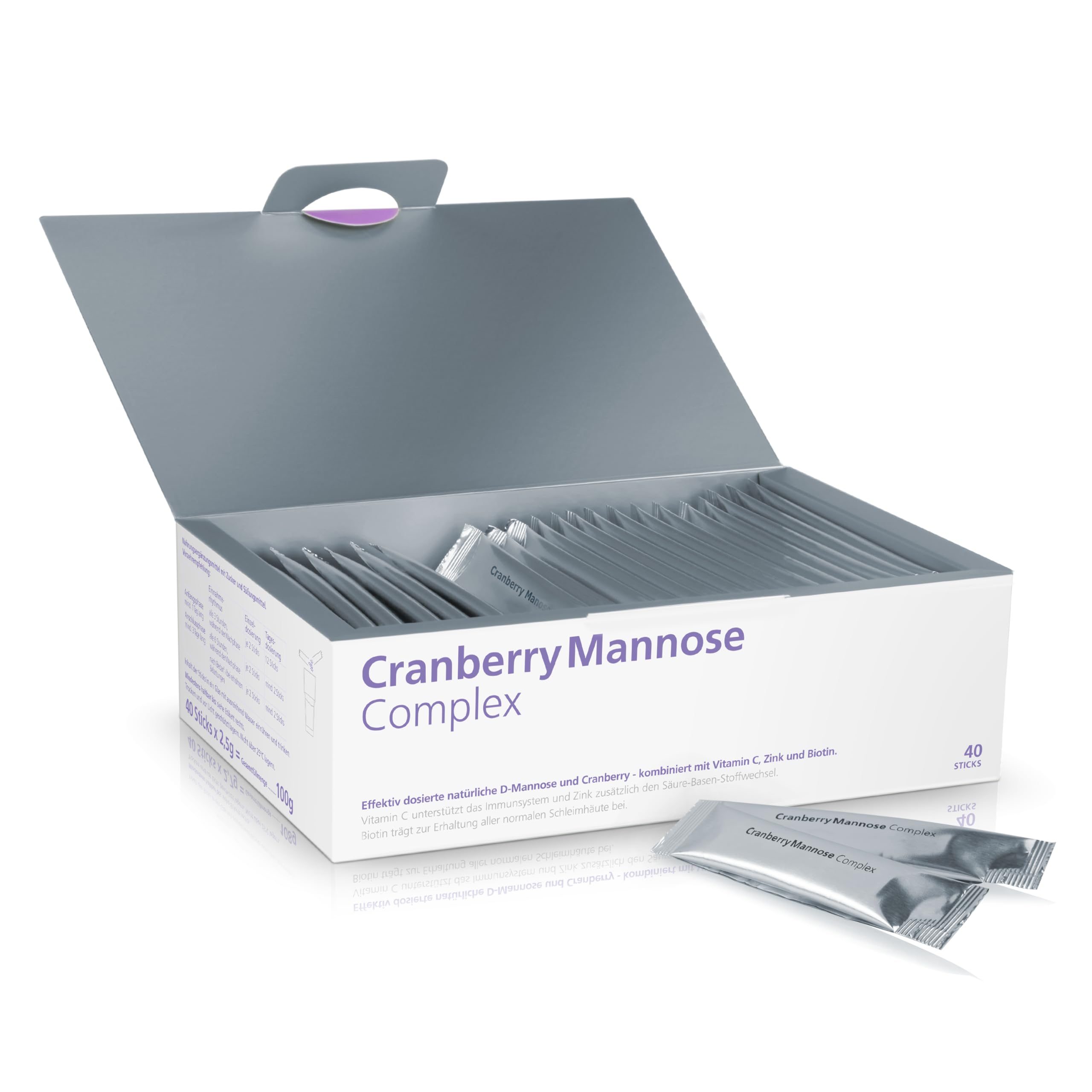 Cranberry Mannose Complex – reine D-Mannose, Cranberry, Biotin & Vitamin C | Nahrungsergänzung für die Blasen- & Harnwegsroutine – Biotin trägt zur Erhaltung normaler Schleimhäute bei