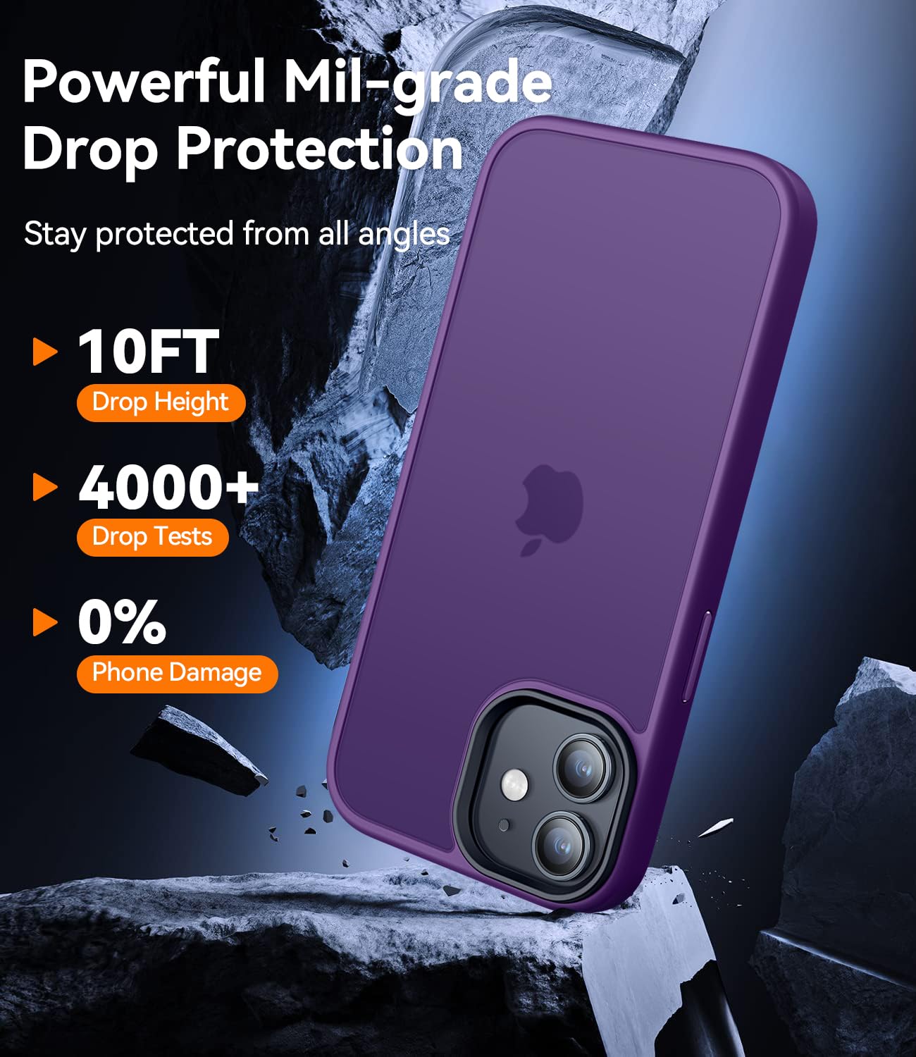 CANSHN Cover Opaca per iPhone 11, [Bordi Quadrati] Custodia Traslucida Opaca Protettiva Sottile Antiurto per iPhone 11 6,1 pollici - Viola Scuro