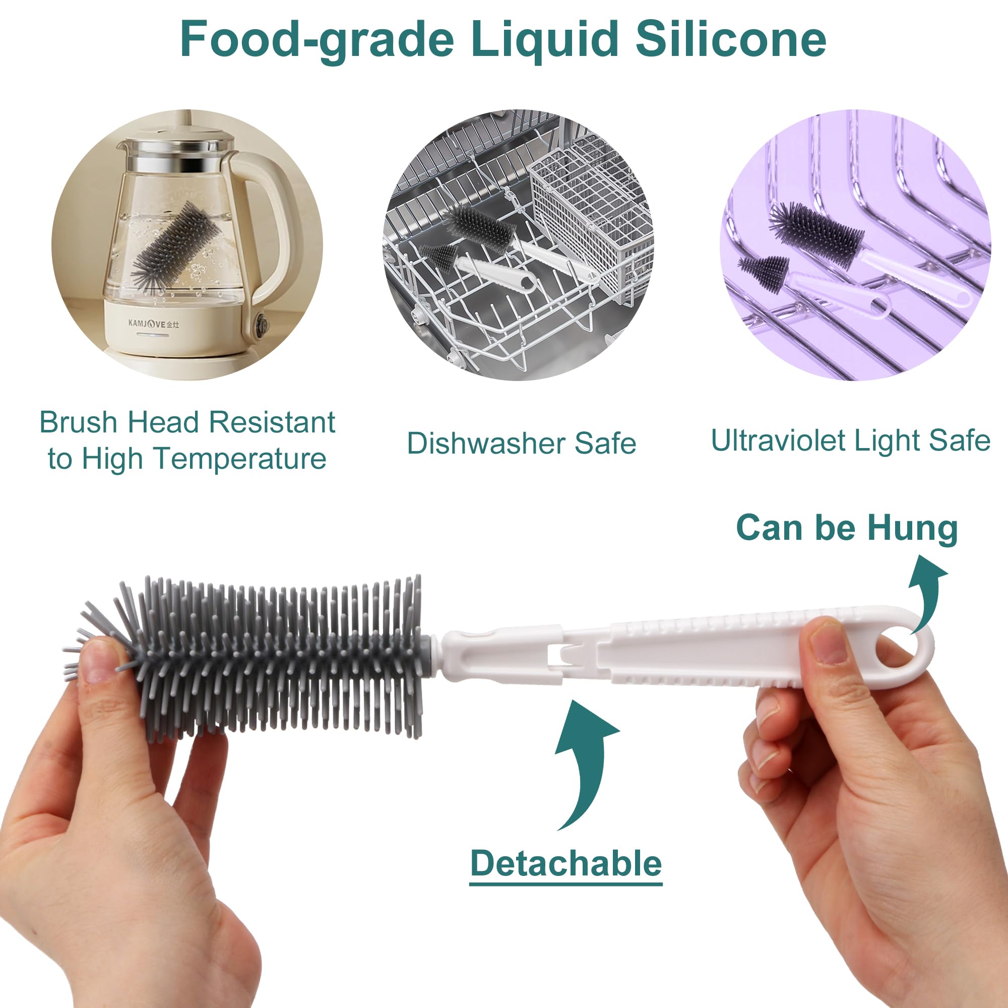 Kit De Nettoyage 7-en-1 Pour Biberons - Brosses En Silicone, Distributeur De Savon, égouttoir - Portable, Sans BPA, Lavable Au Lave-vaisselle
