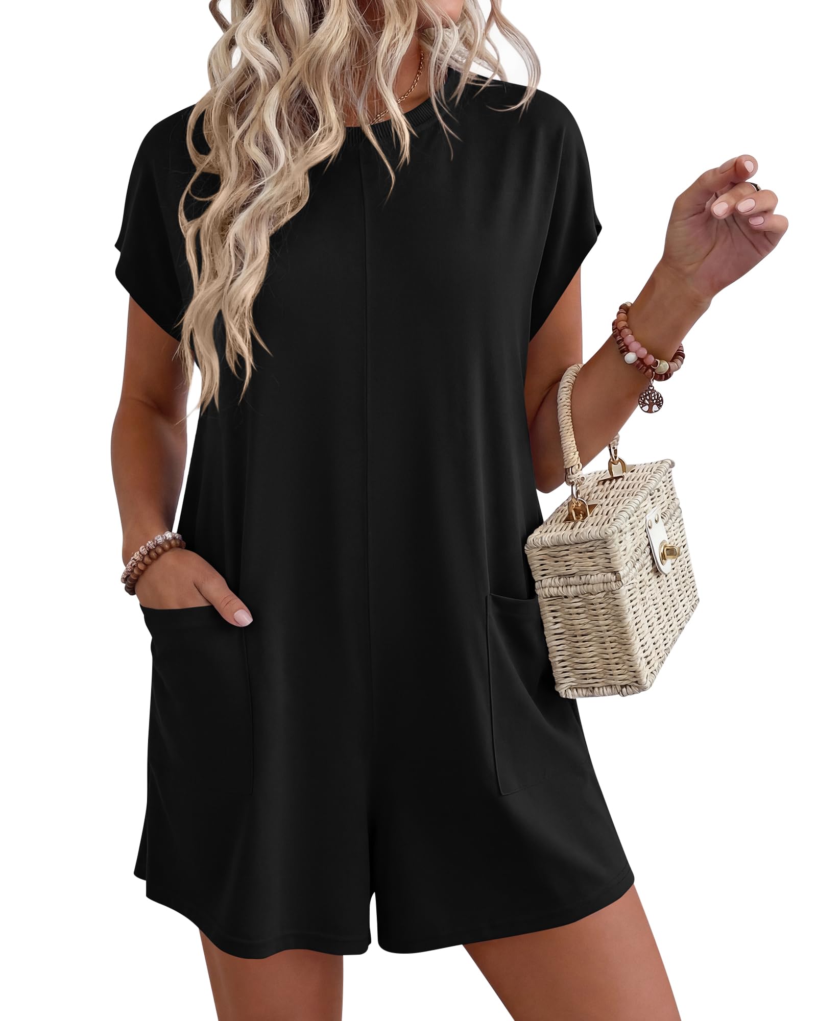 BTFBM Rompers for Women Summer 2026 Casual Dressy One Piece Shorts Tshirt Pants Jumpsuit Beach Vacation Clothes Outfit