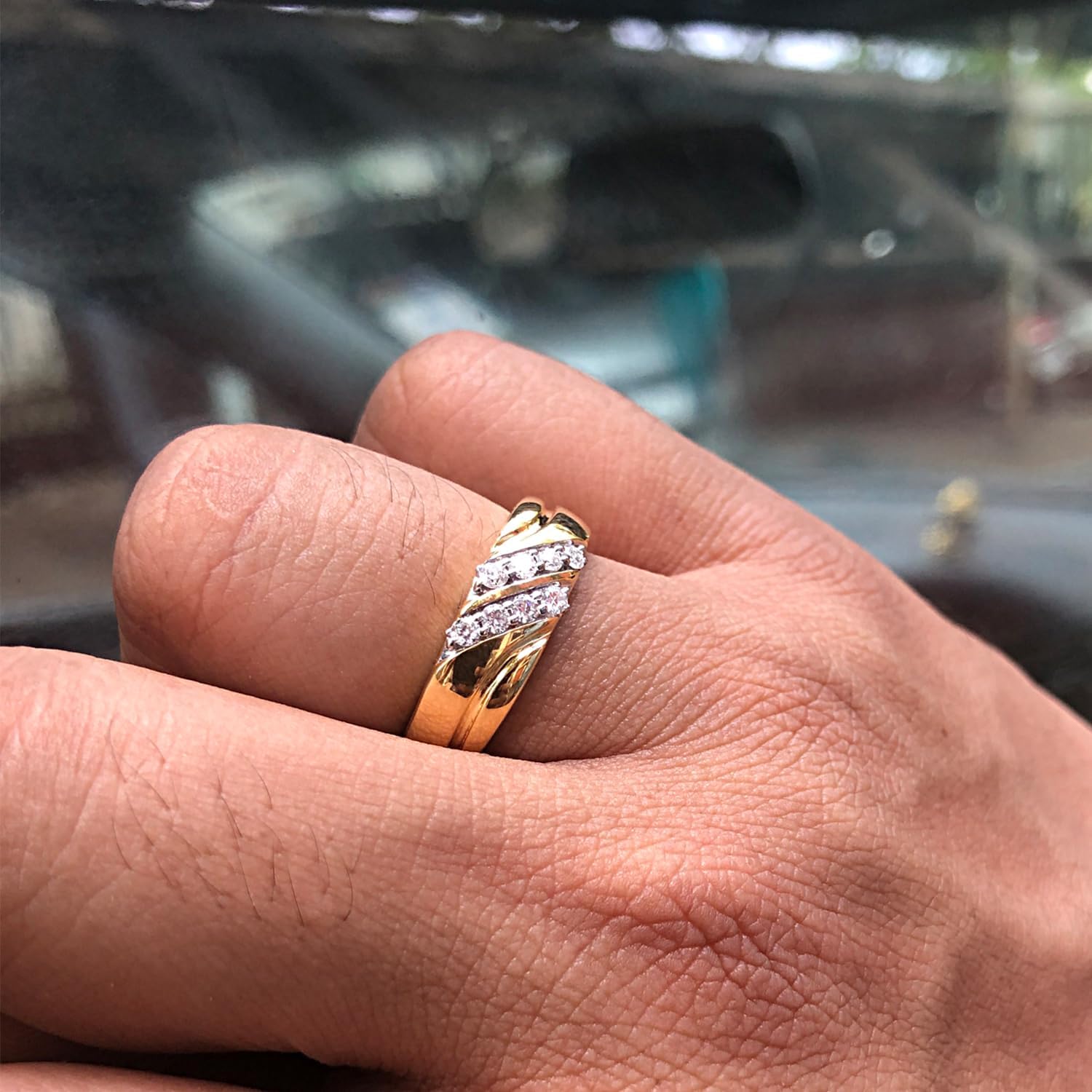 Men's Wedding Band Ring Round Cut Lab Created Moissanite or Lab Grown Diamond Anniversary or Engagement Ring in 14K Gold Over Sterling Silver Jewelry Gift for Him - Image 4