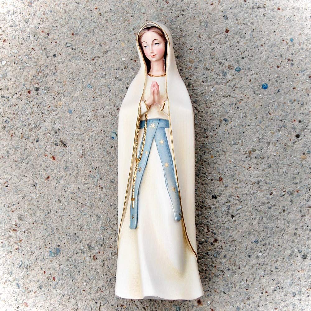 Nuestra Señora de Lourdes 30cm en acabado natur tallado en madera premium para altar