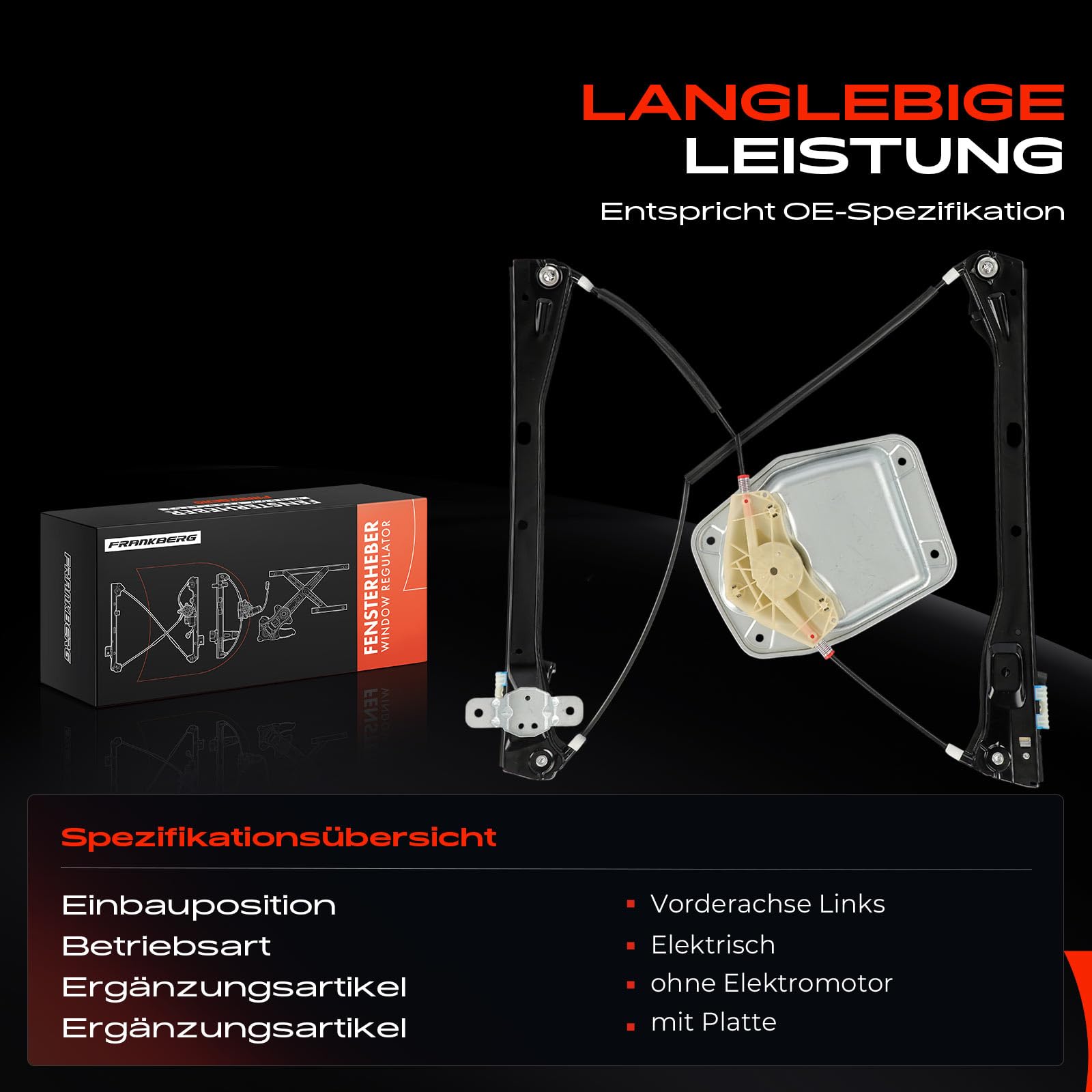 Frankberg Fensterheber Vorne Links Kompatibel mit Golf V 1K1 1K5 J-e-t-t-a III 1K2 4/5 Türer 2003-2010 1K5837461B