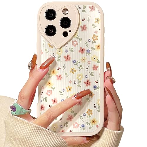 Lovmooful Compatible for iPhone 16 Pro Case Cute Flower Floral Leaf with Love Lens Bumper Protector for Girls Women Soft TPU Shockproof Protective Girly for iPhone 16 Pro-Color Flower - Color Flower