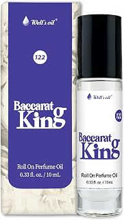 Well's Oil Roll-On Perfume Oil (Bacarat King) | Warm & Cool Notes | Long-Lasting | Paraben-Free | 0.33 Fl Oz / 10 ml