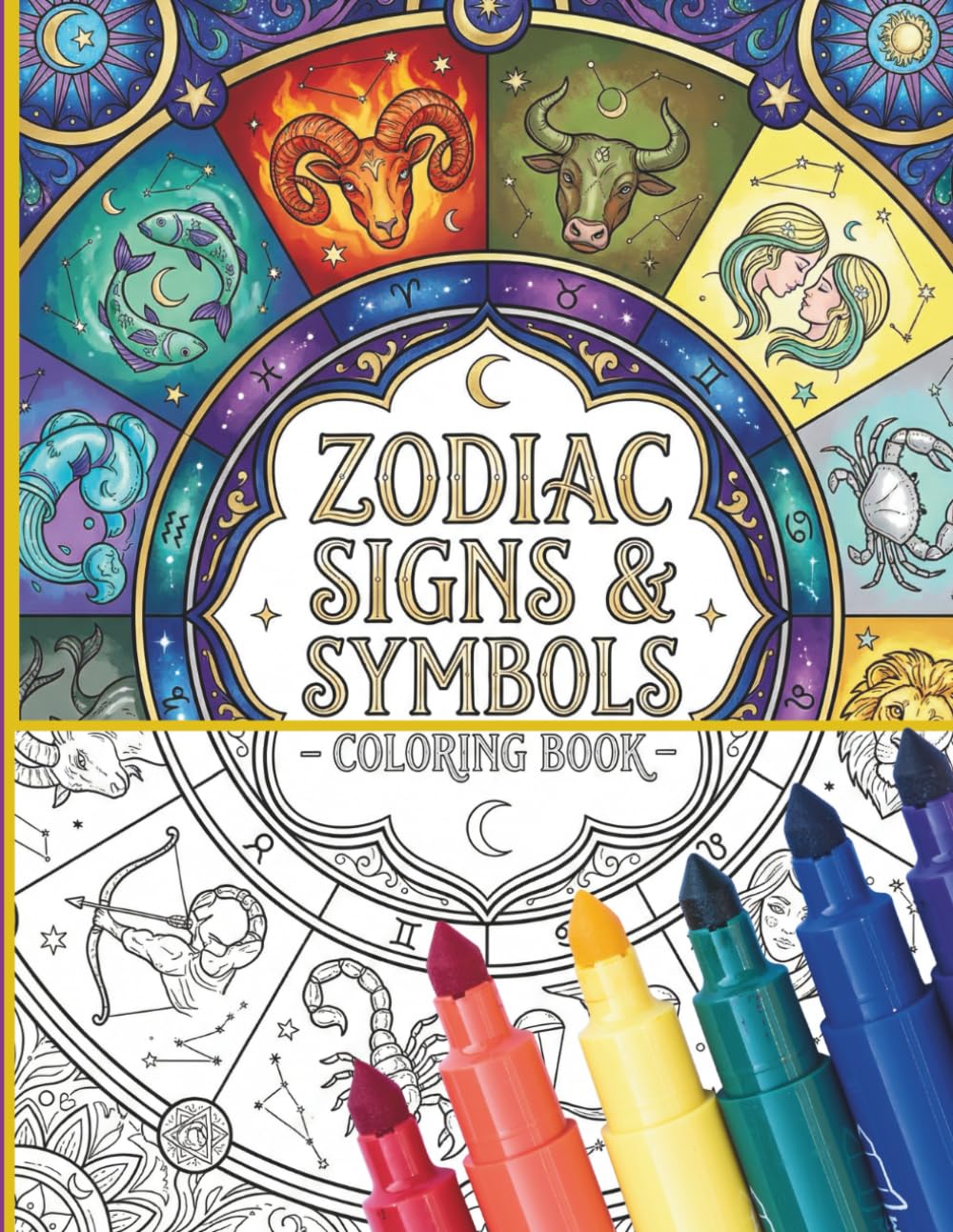 Zodiac Signs & Symbols Coloring Book