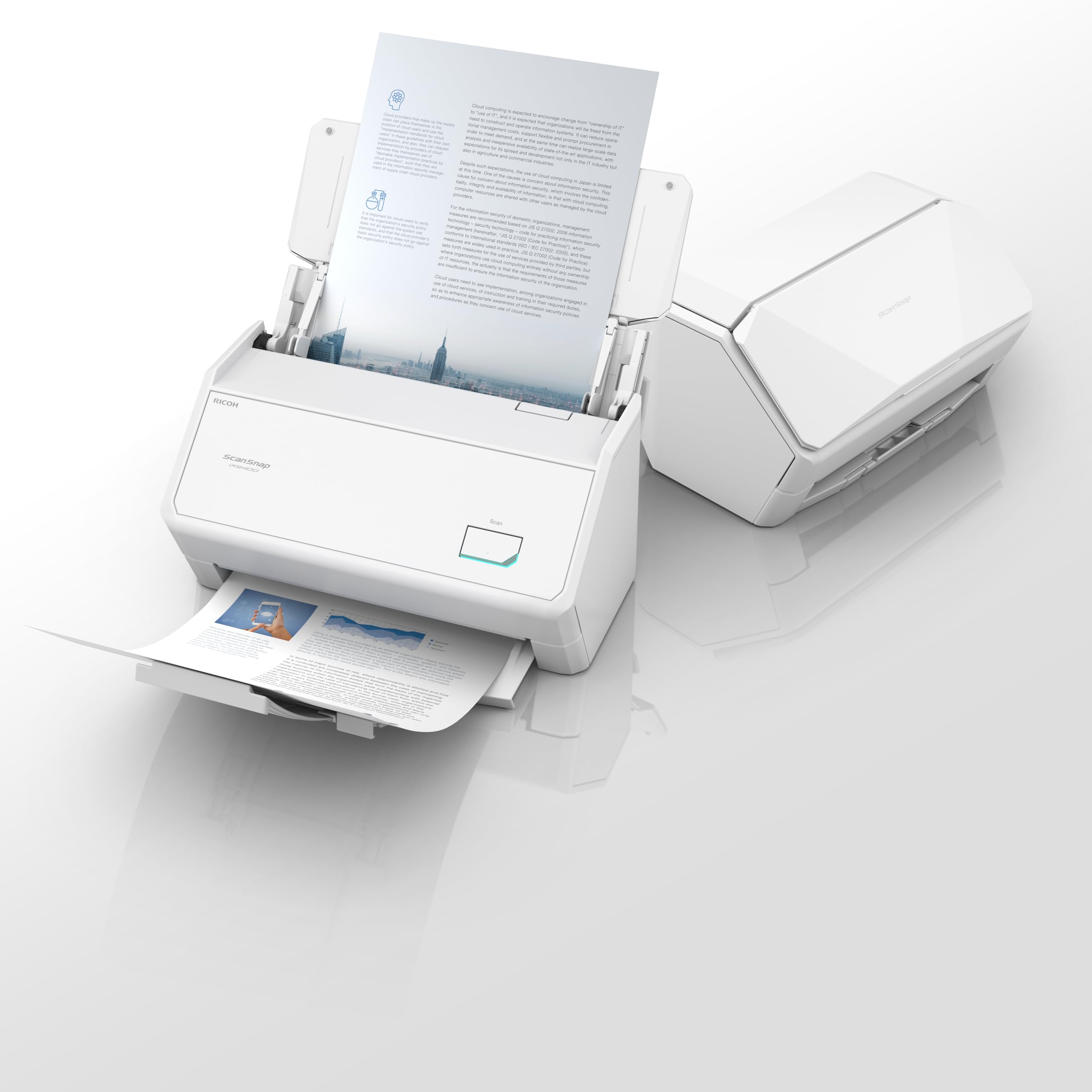 ScanSnap iX2400 A4 Document Scanner (White) – Includes Kofax Power PDF 4.0 Software – 45ppm Duplex, Automatic Document Feeder, USB 3.2, High-Resolution Office Scanner