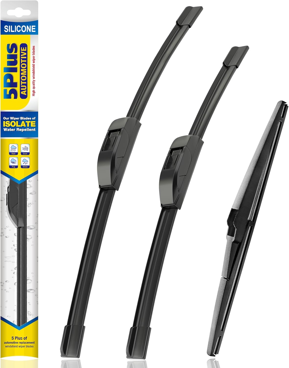 5 PLUS Silicone Wiper Blades Set of 3 (24"+20"+11") for 2011-2015 Kia Sorento & 2010-2019 Kia Soul - Waterproof, All-Weather