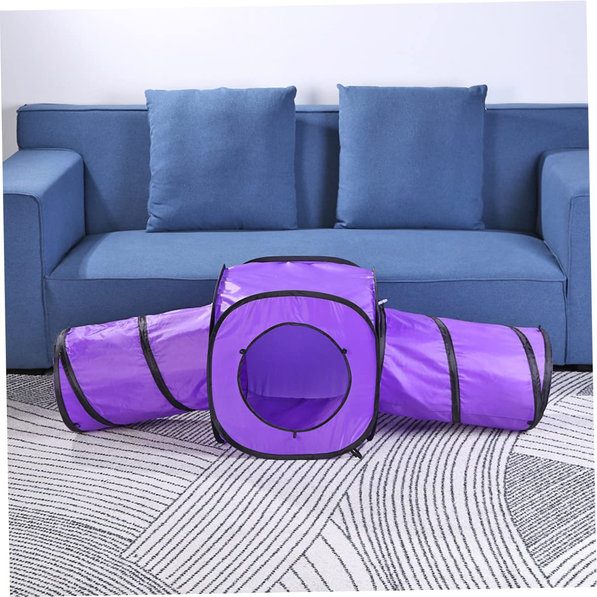 Katzentunnel Spielzeug 3 Stück, Faltbar, Polyester, Violett