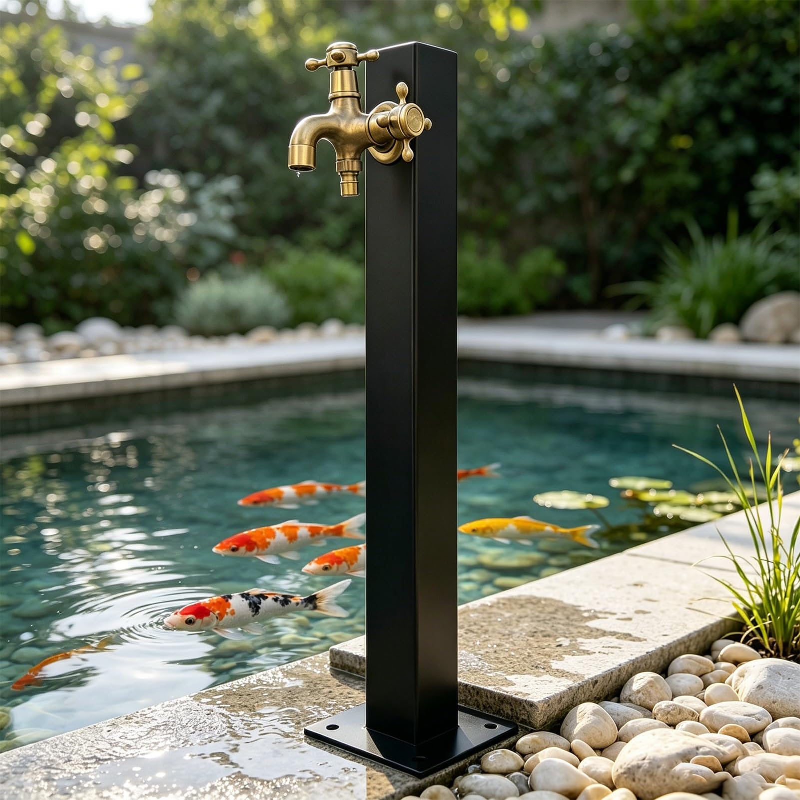 Freeze Proof Outdoor Faucet Column, Modern Stainless Steel Poolside Standing Water Tap Yard Hydrant for Villa Courtyard Deck - 60/95cm Tall