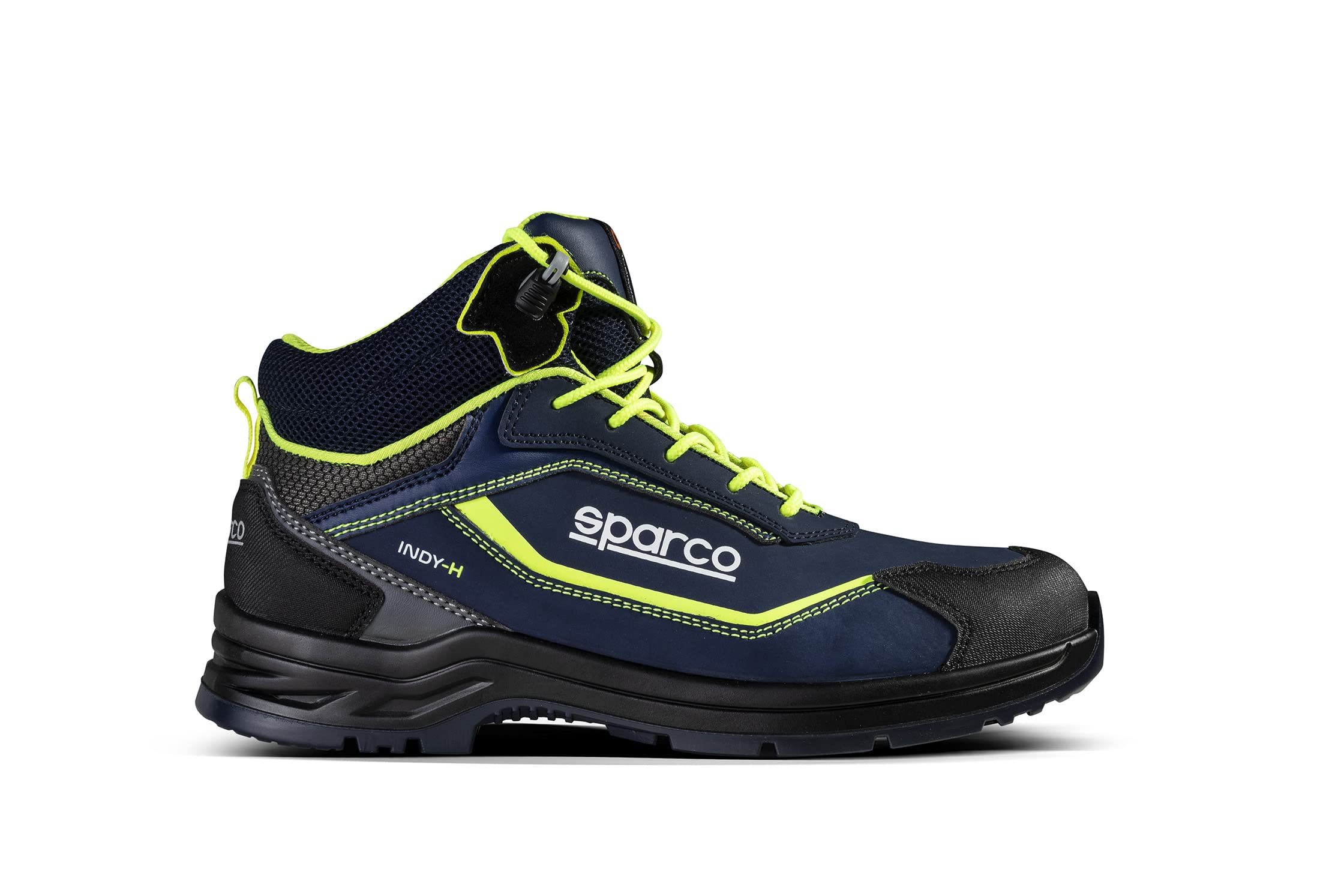 sparco Indy Unisex Adult Safety Boots, Navy Blue Fluo Yellow, 9.5 UK