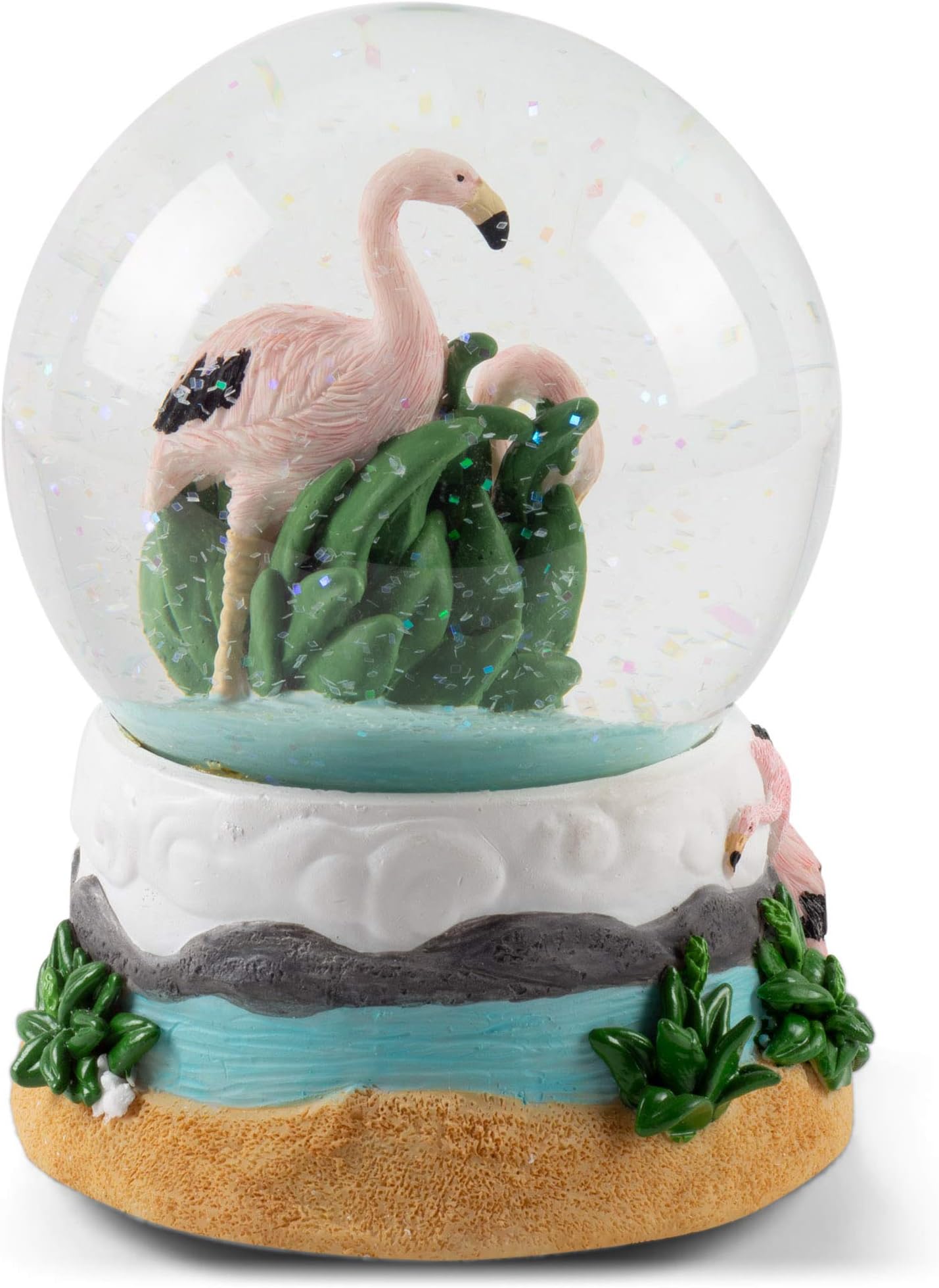 Elanze Designs Pink Flamingos 100MM Music Water Globe Plays Tune Born Free