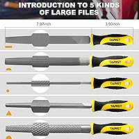 Vista 2 de Juego de 19 limas de metal y escofina con bolsa de herramientas, incluye lima de acero plana/semicircular/redonda/triangular, lima de madera