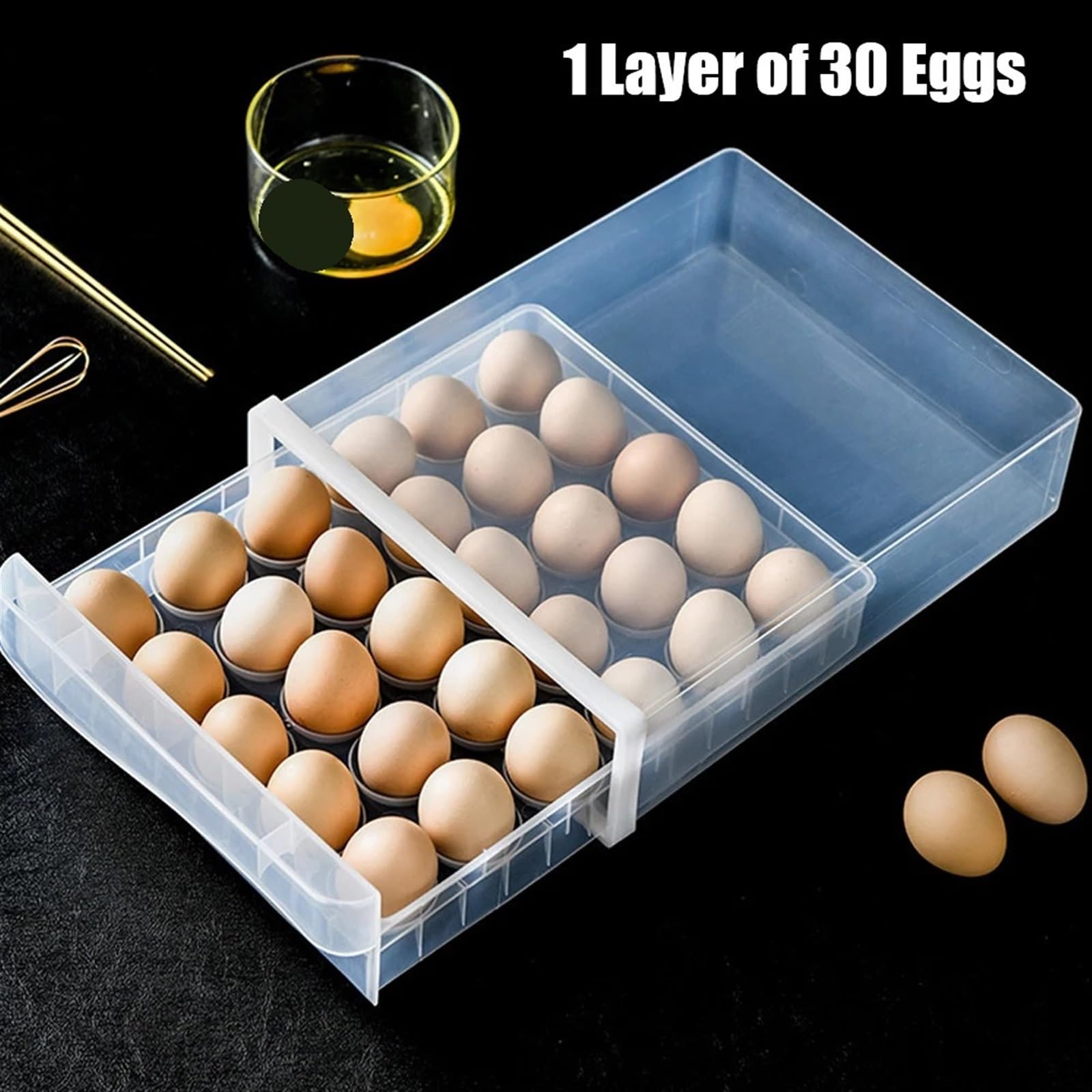 Suministros de Cocina, Soporte Transparente for refrigerador, Organizador de Huevos, Caja de Almacenamiento for Huevos, cajón, Bandeja for Huevos de una/Doble Capa(Single Layer)