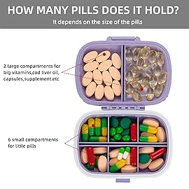 EveryBling Bling Travel Pill Organizer Cute Pill Box with Labels Rhinestone Pill Case for Purse Portable Daily Pill Container 7 Day Medicine Holder for Vitamin Supplement(Purple)