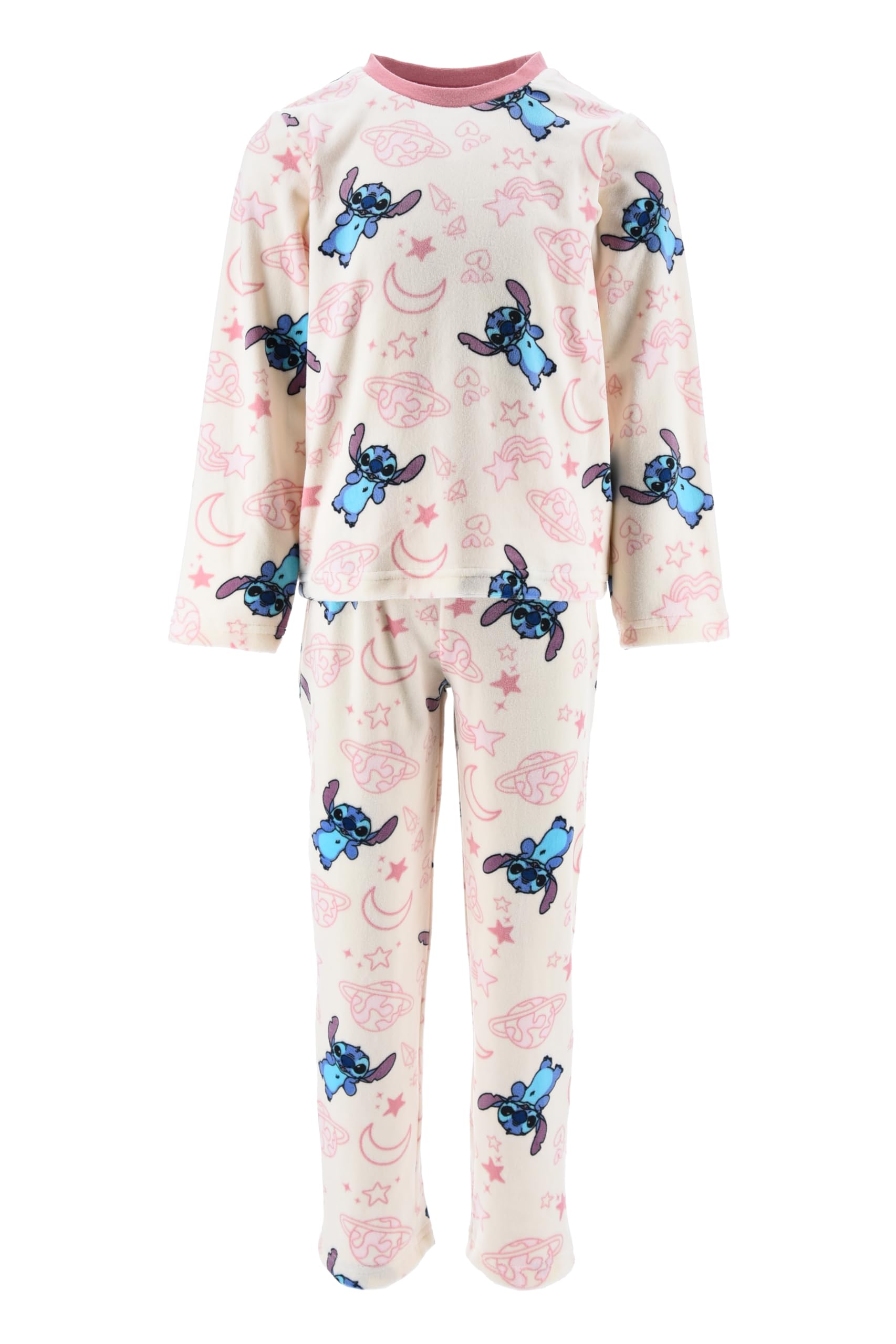 Disney Stitch Pigiama per Ragazze, Set da 2 Pezzi Pigiama in Morbido Pile per Bambino, Taglie 3 a 8 Anni