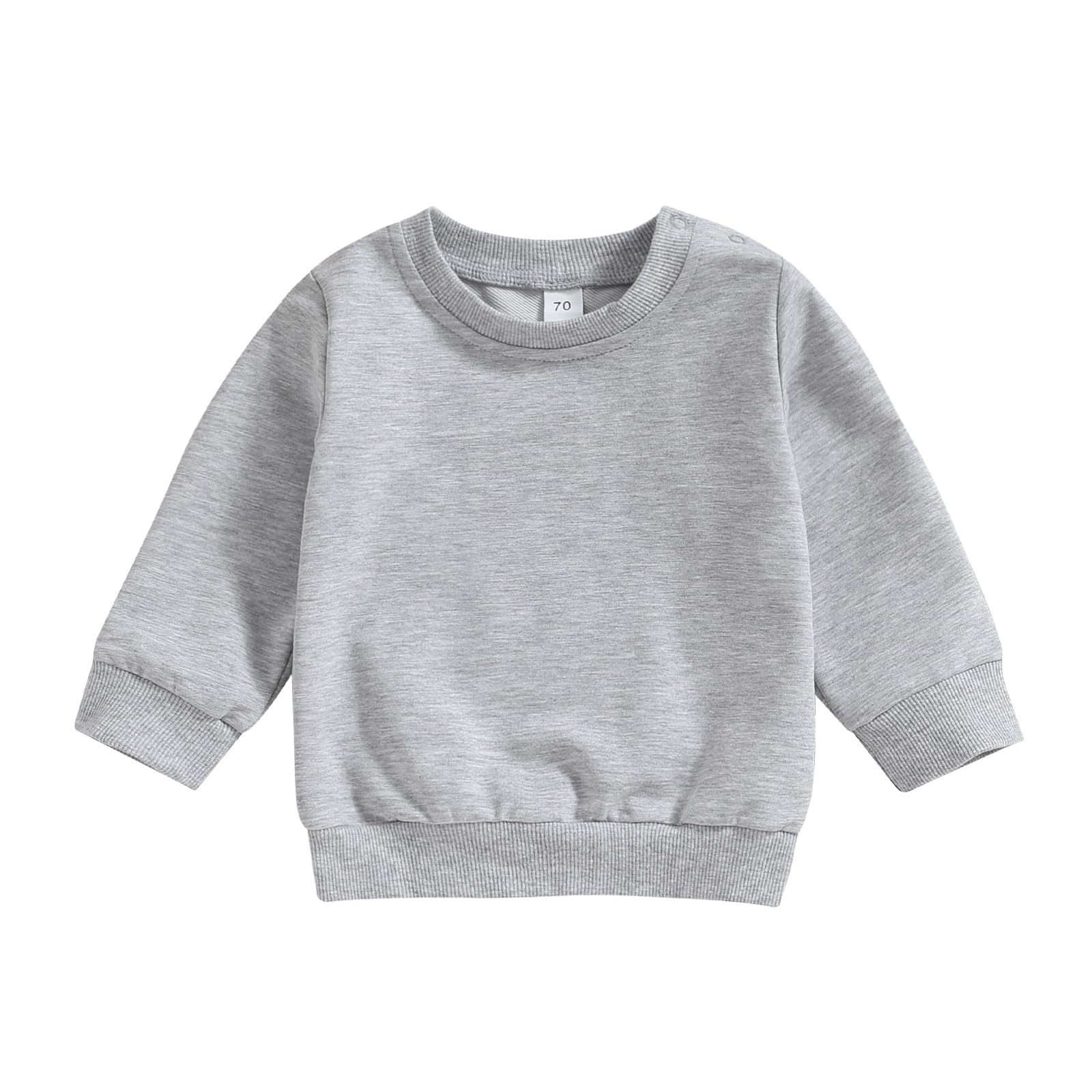toddler baby boy girl long sleeve crewneck pullover sweatshirt sweater outfits solid color casual clothes