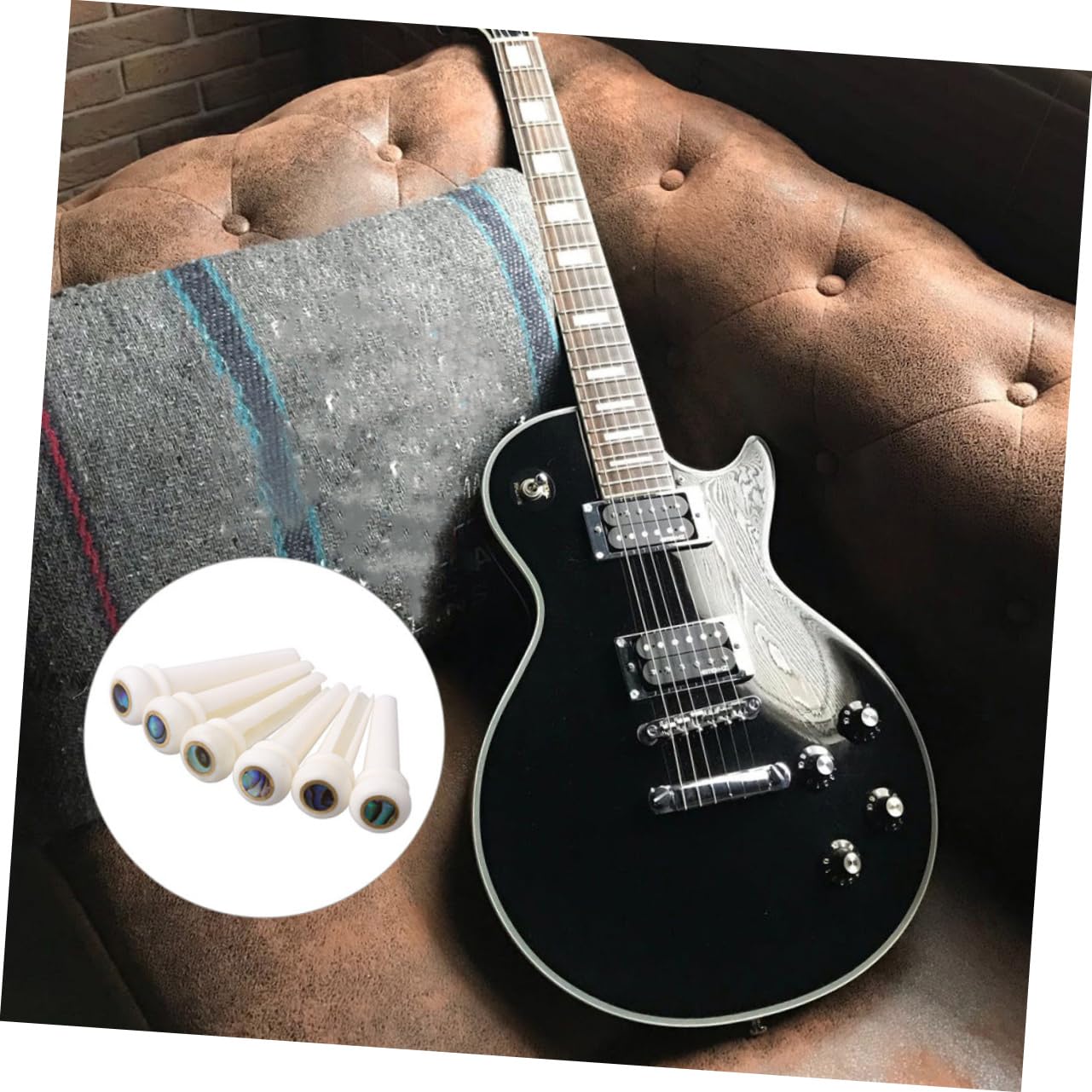 Toyvian 18pezzi Perni Per Ponte Chitarra Acustica Da Osso Di Mucca Con Inlay Punto Per Stile e Durata Compatibili Con Chitarre Folk Accessori Di Alta Qualità Per Sostituzione e