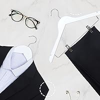 Vista 7 de TOPIA HANGER Perchas de madera para trajes con clips de metal ajustables (paquete de 10), perchas de madera lisa maciza, gancho giratorio de 360